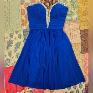 42. JVN by JOVANI- Blue Strapless Dress